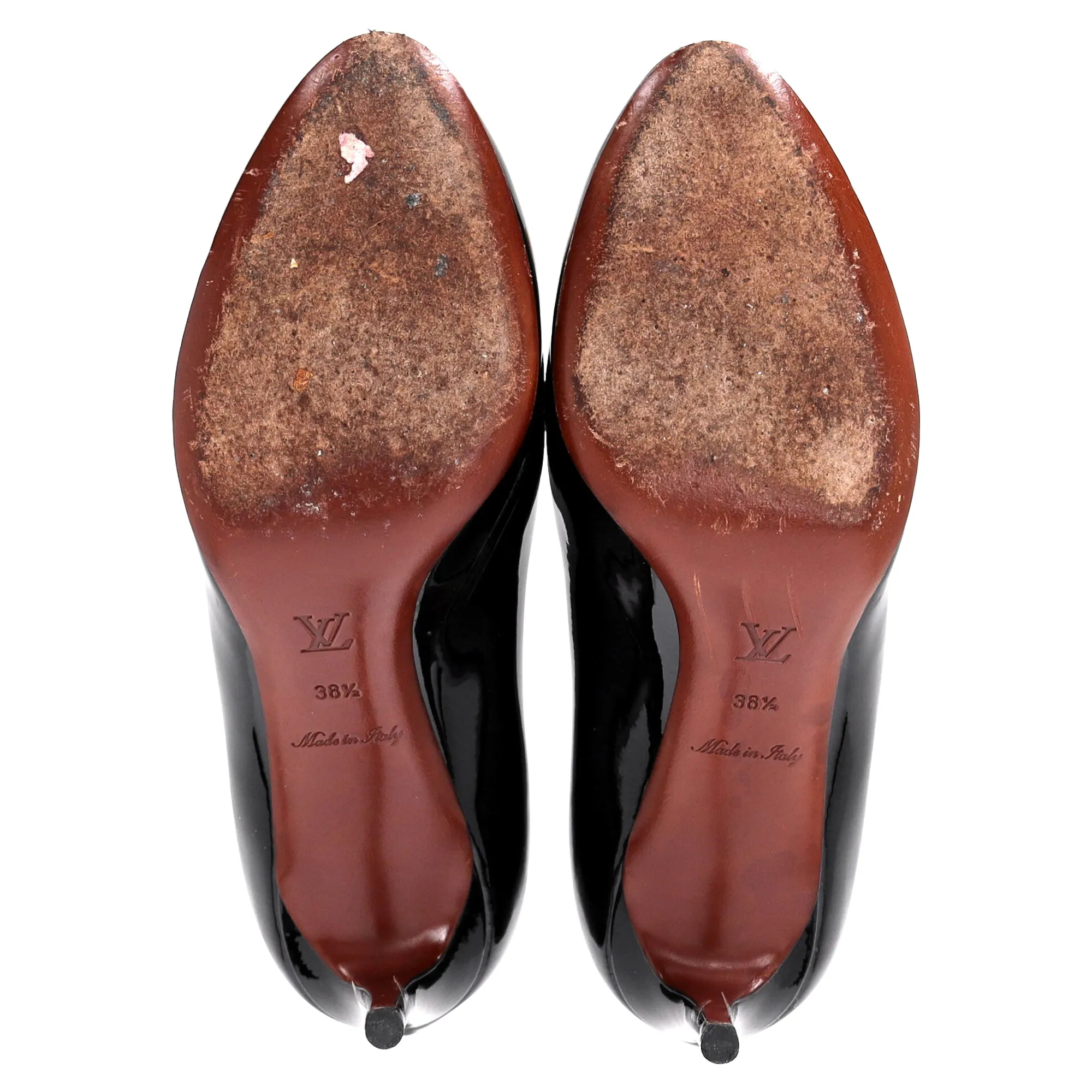 Louis Vuitton Cube-Embellished Pumps in Black Patent Leather