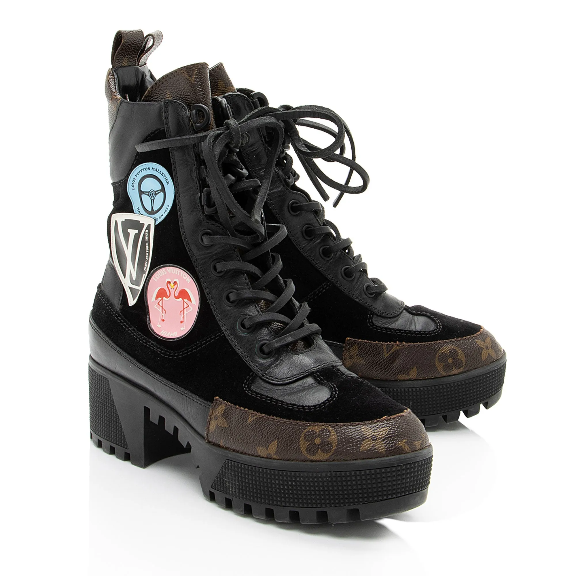 Louis Vuitton Monogram Canvas Suede World Tour Laureate Desert Platform Boots
