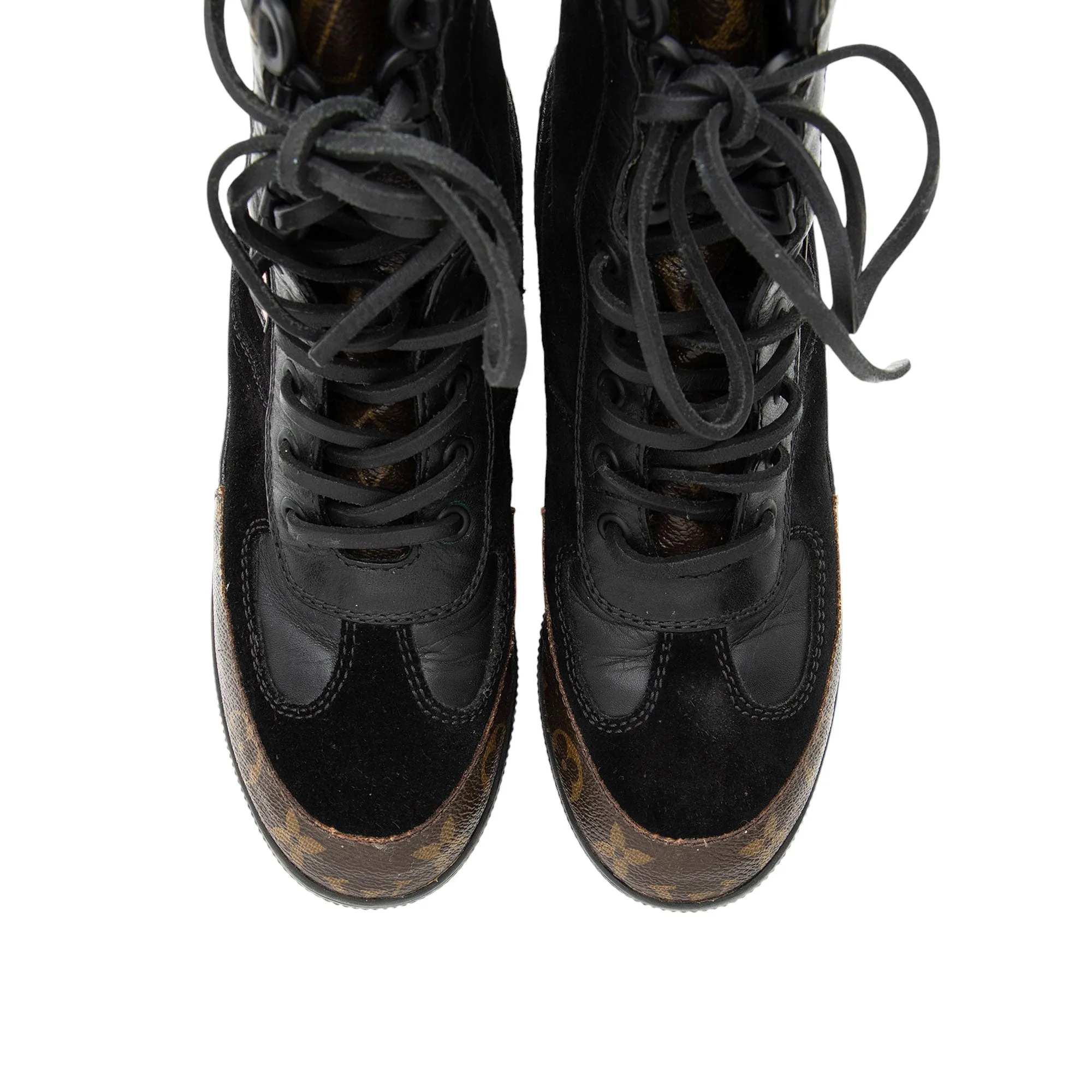 Louis Vuitton Monogram Canvas Suede World Tour Laureate Desert Platform Boots