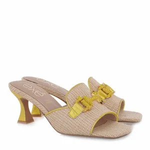 Lucia Raffia Beige Sandal In Yellow