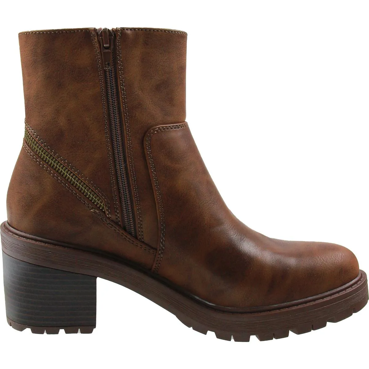 Lucy Womens Zipper Faux Leather Booties
