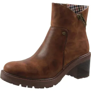 Lucy Womens Zipper Faux Leather Booties