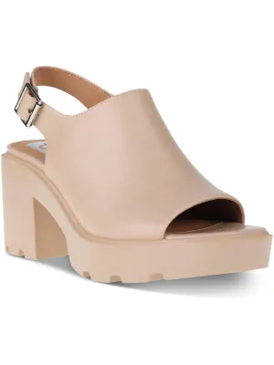 Luggy Womens Peep Toe Square Slingback Heels