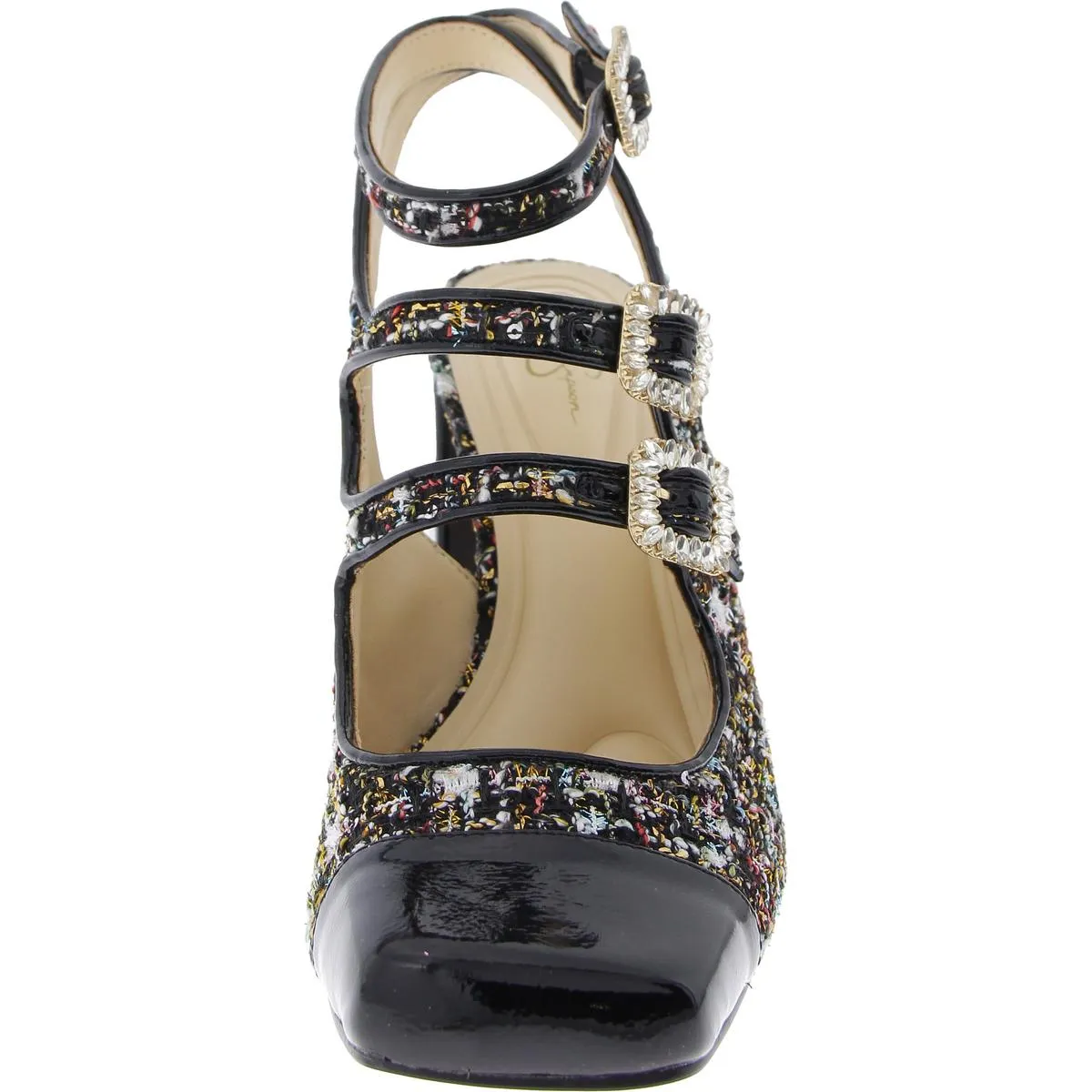 Lymen Womens Tweed Embellished Block Heels