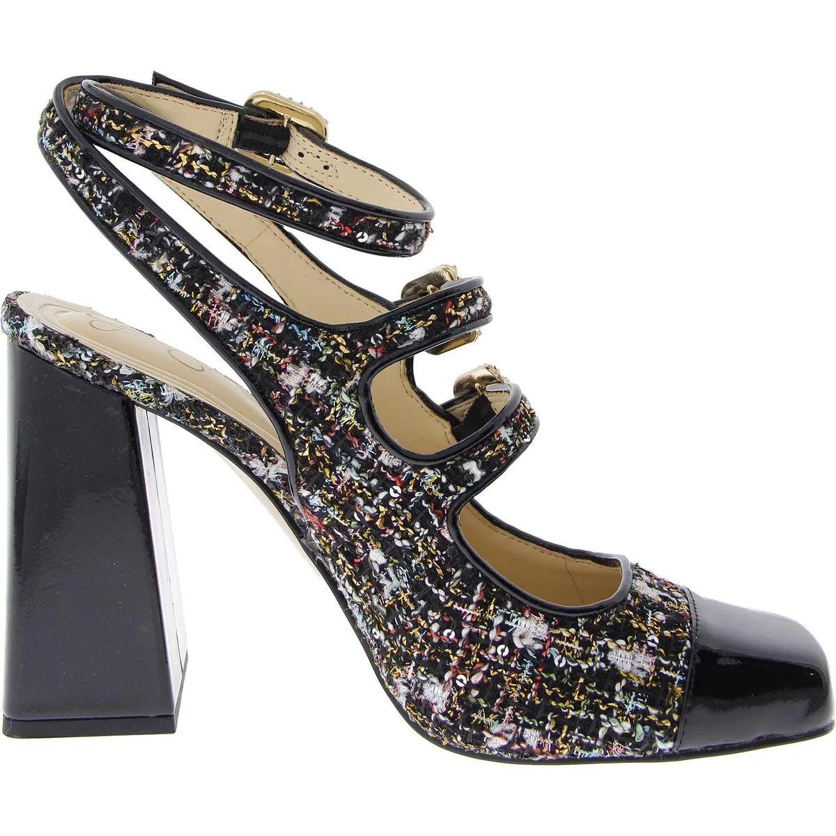 Lymen Womens Tweed Embellished Block Heels