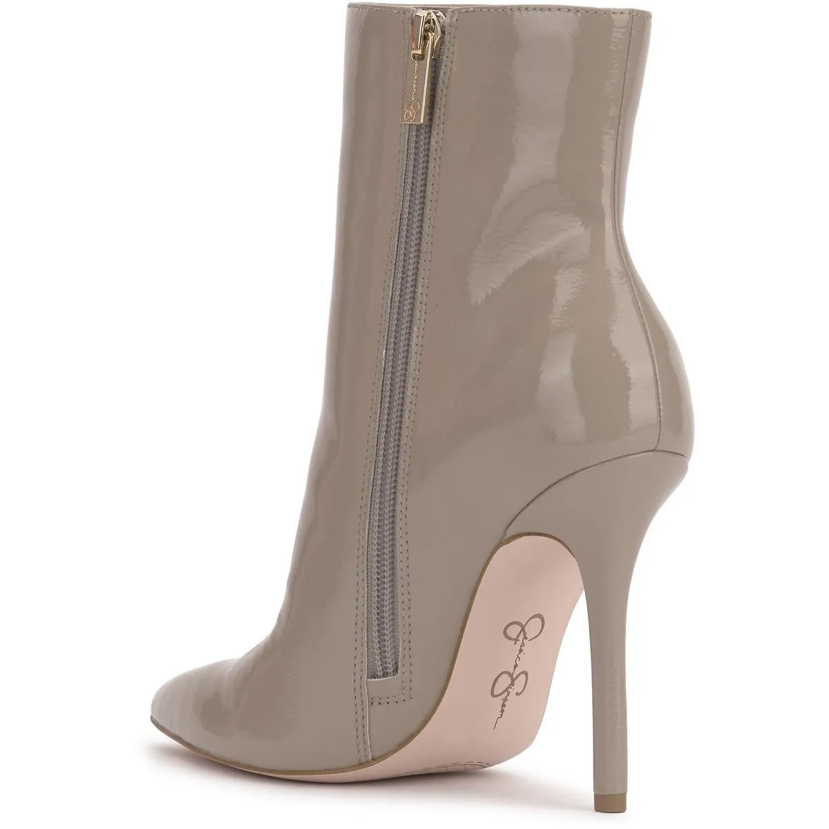 Lyren Womens Patent Pointed Toe Ankle Boots