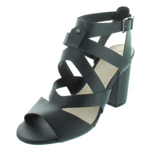 Mae Womens Faux Leather Strappy Block Heels