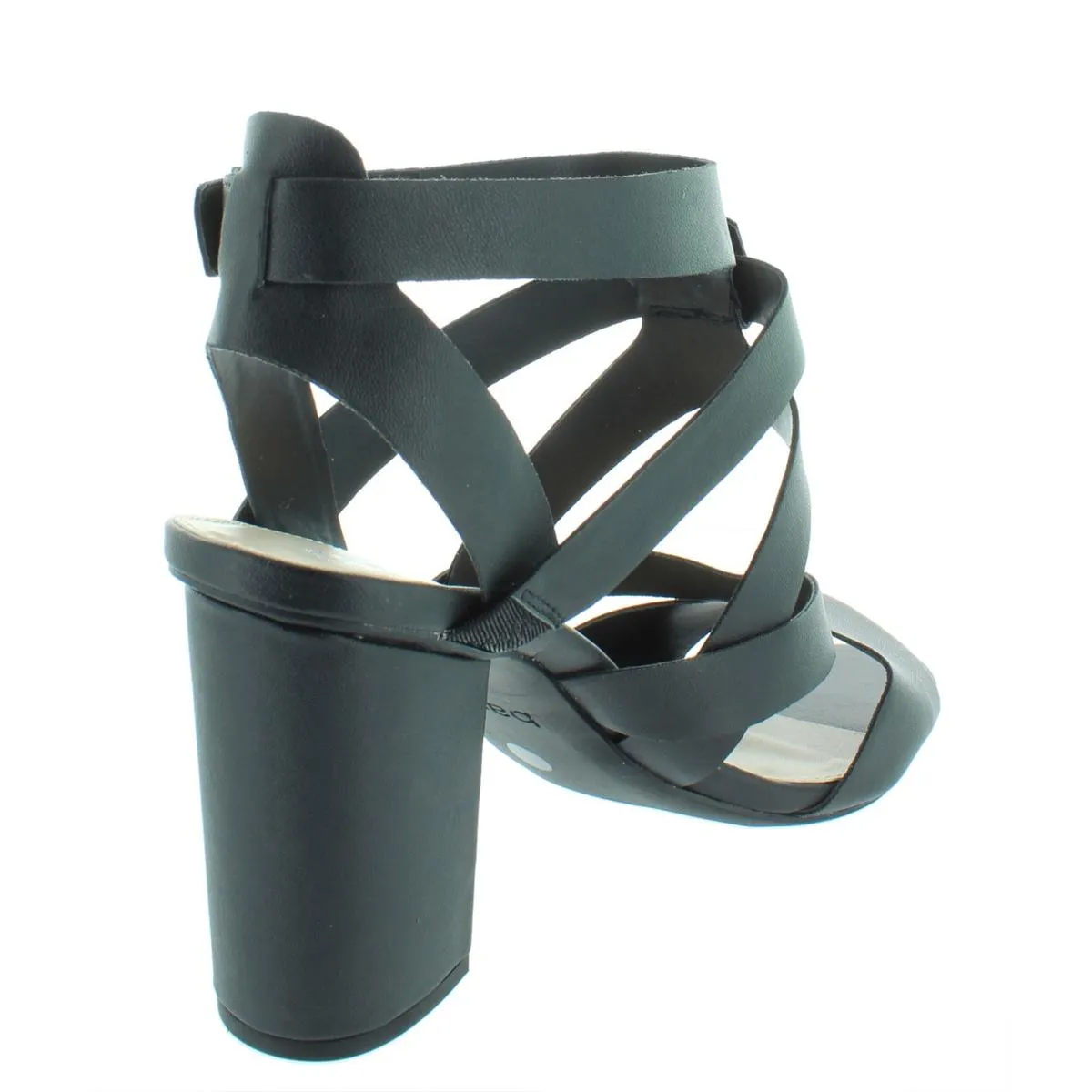 Mae Womens Faux Leather Strappy Block Heels