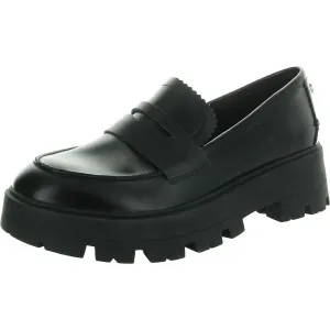 MAISEE Womens Lugged Sole Faux Leather Loafer Heels