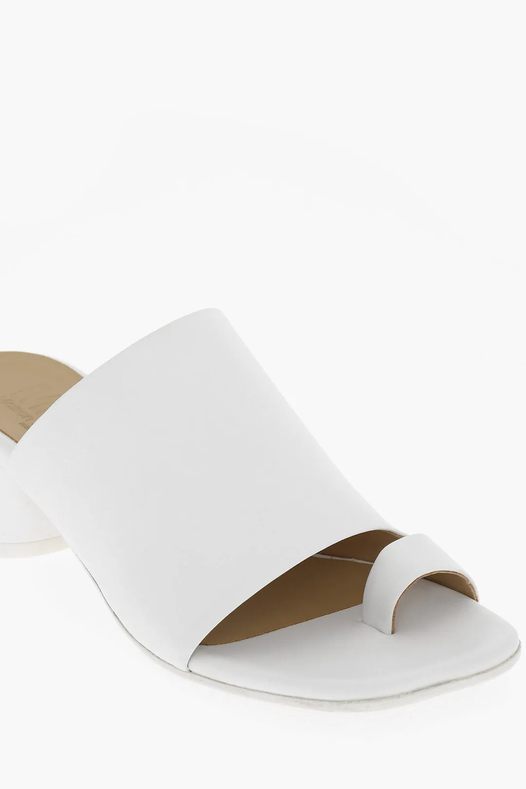 Maison Margiela Mm6 Leather Thong Sandals With Lacquered Heel 5Cm