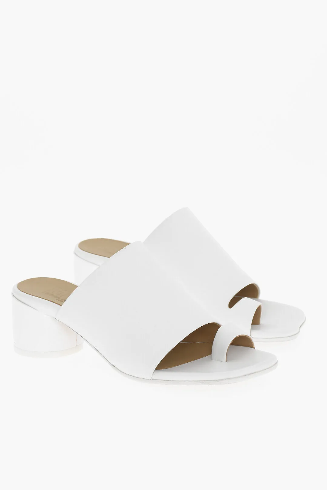 Maison Margiela Mm6 Leather Thong Sandals With Lacquered Heel 5Cm