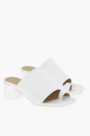 Maison Margiela Mm6 Leather Thong Sandals With Lacquered Heel 5Cm