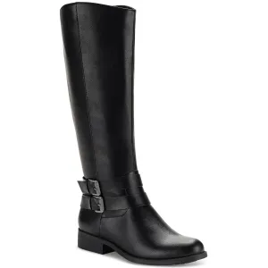 Maliaap Womens Buckle Leather Knee-High Boots