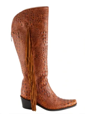 Manchester Fringe Tall Cowboy Boot In Brown