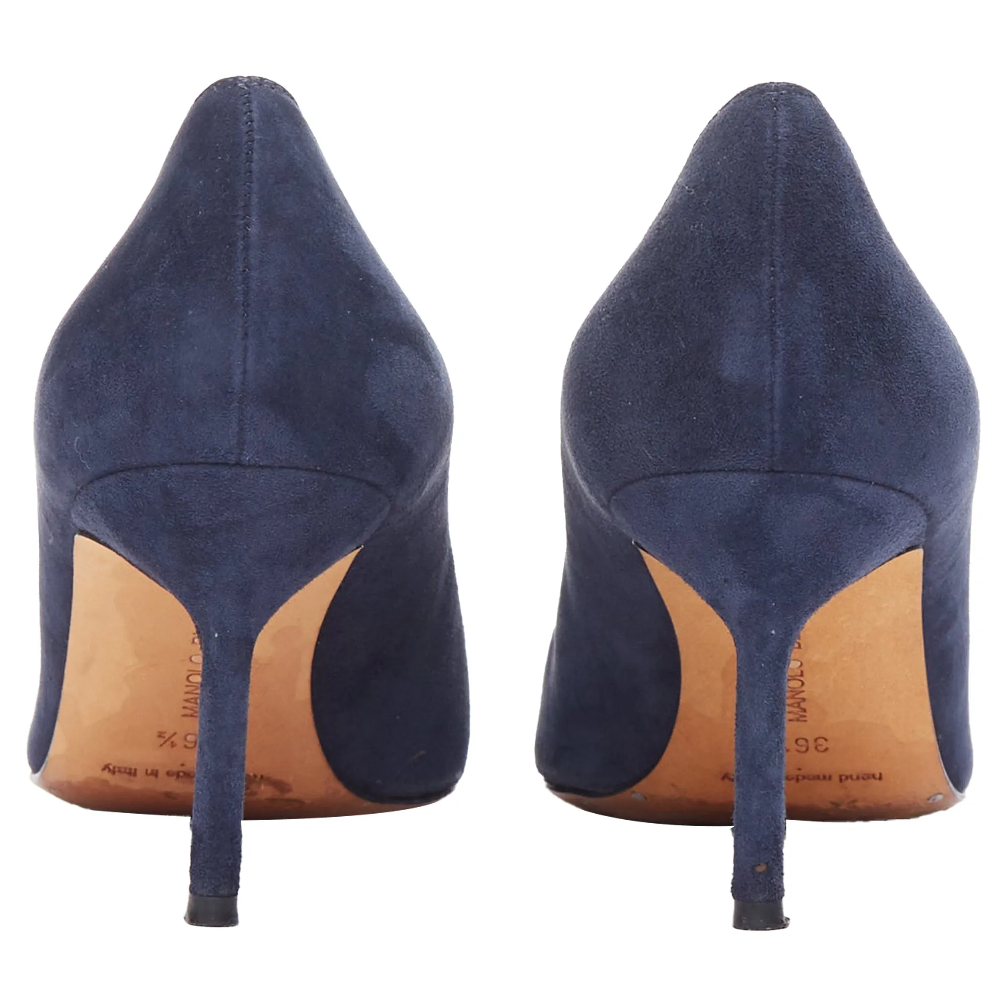 Manolo Blahnik BB 70 navy suede leather pumps