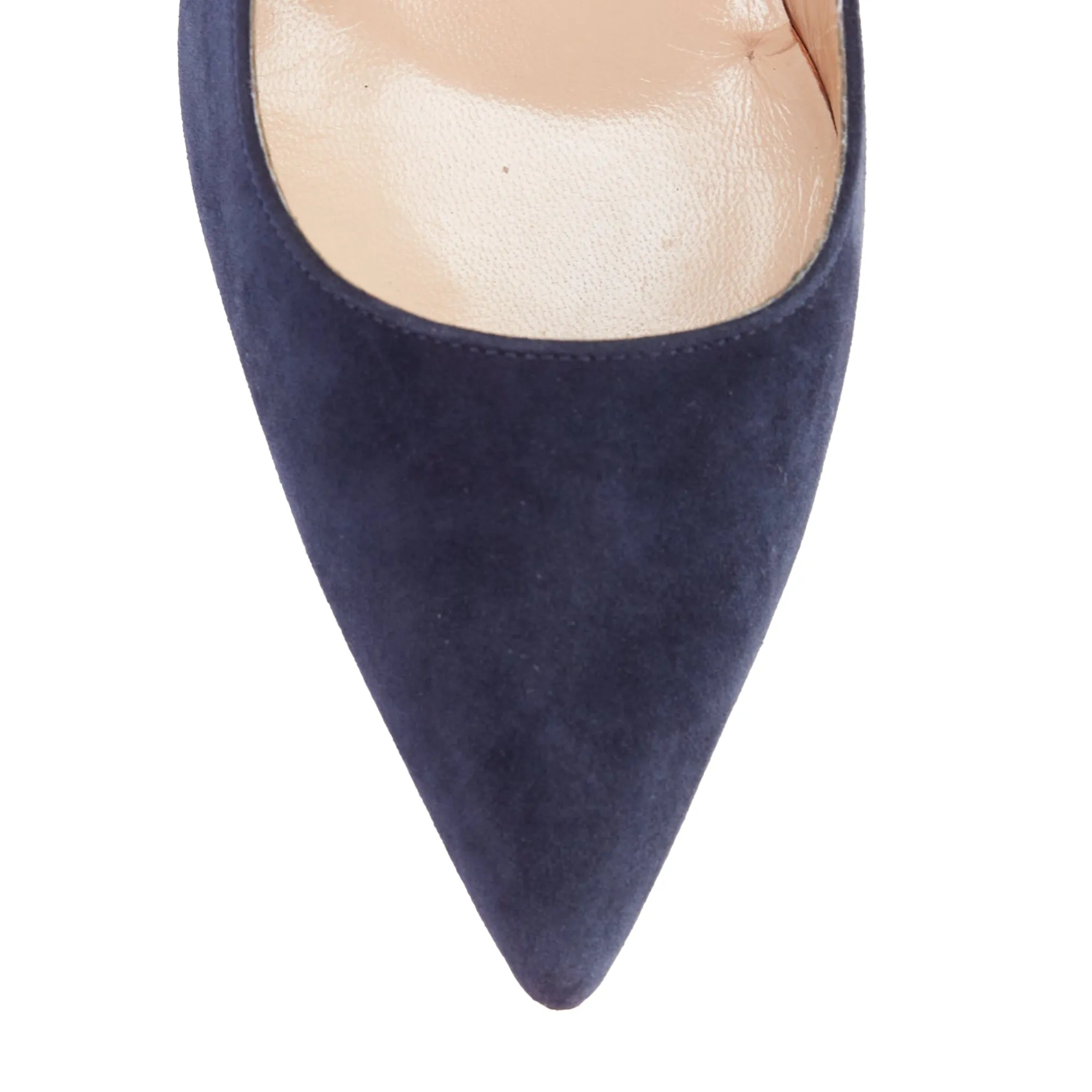 Manolo Blahnik BB 70 navy suede leather pumps