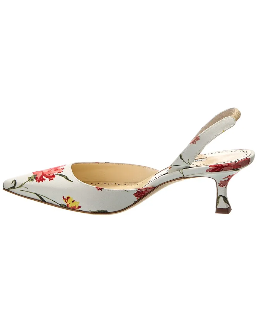 Manolo Blahnik Carolyne 50 Canvas Slingback Pump