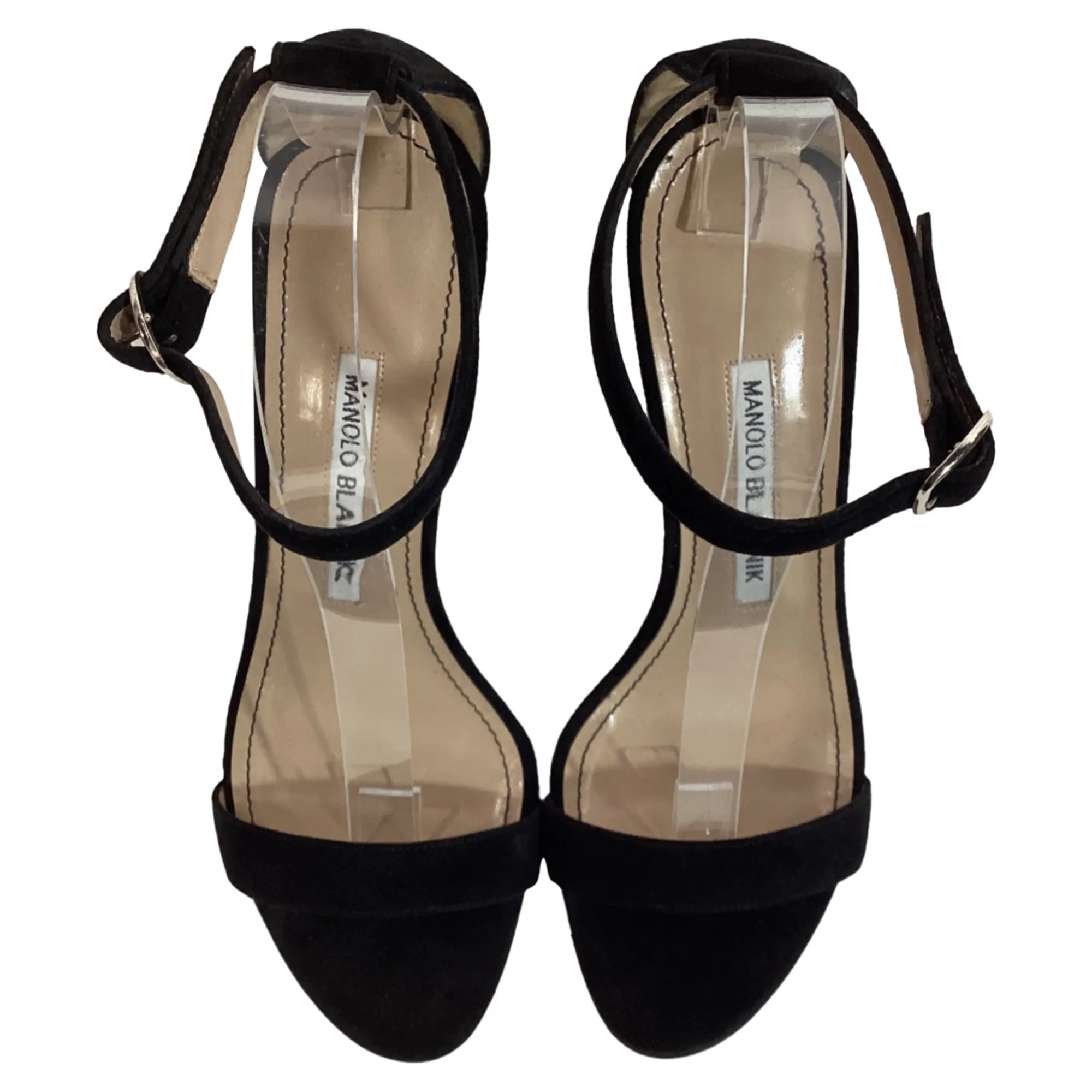 Manolo Blahnik Chaos Ankle-Strap High-Heel Sandals in Black Suede