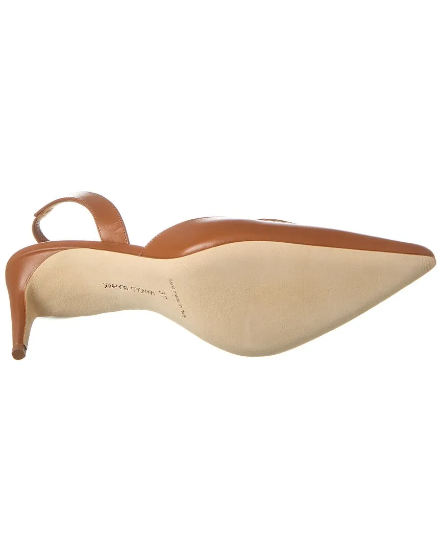 Manolo Blahnik Homerasli 70 Leather Slingback Pump