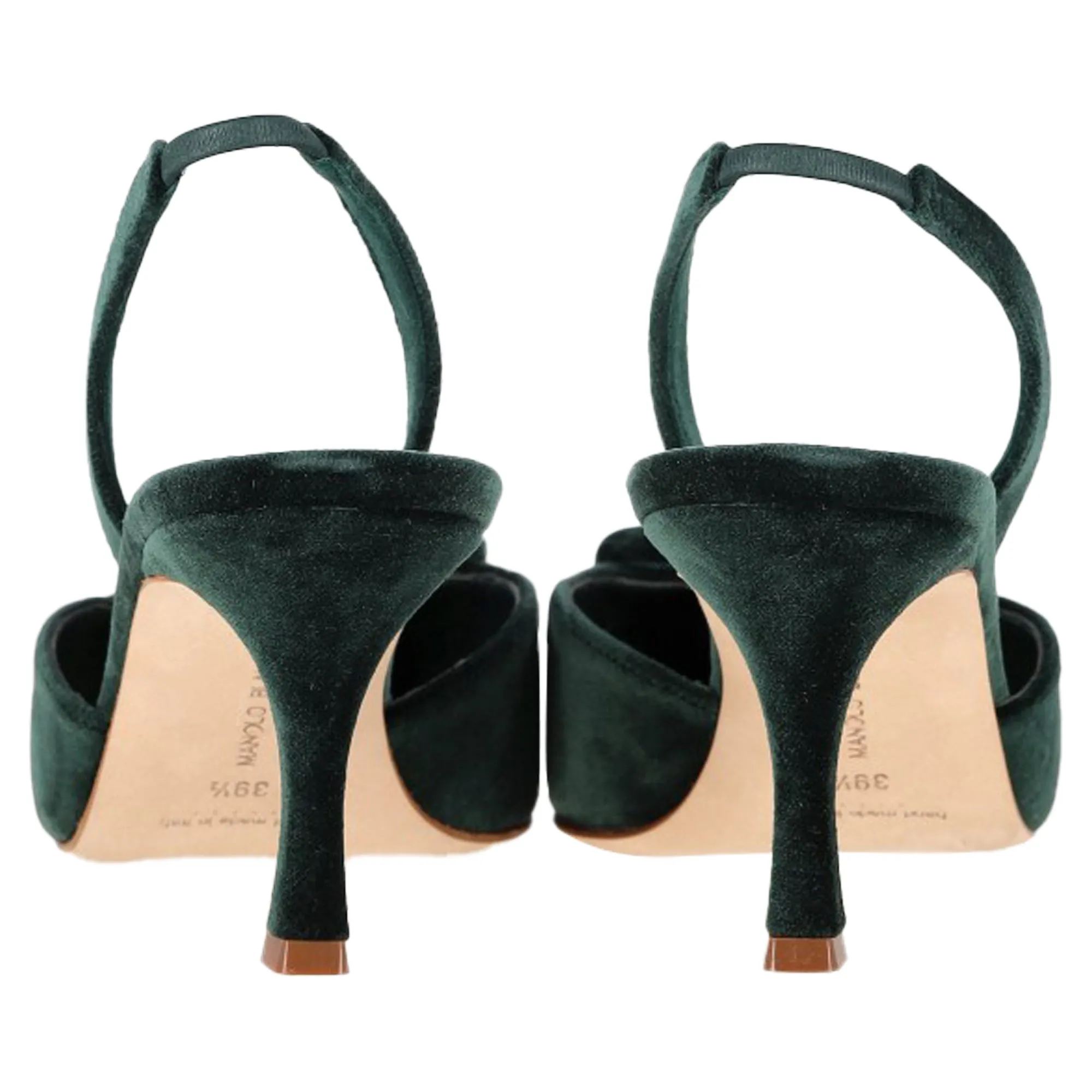 Manolo Blahnik Maysli 70 Buckled Slingback Pumps in Green Velvet