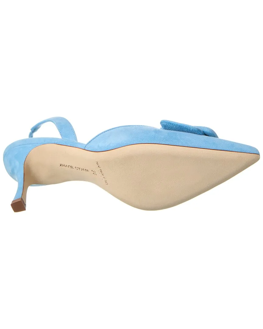 Manolo Blahnik Maysli 70 Suede Slingback Pump