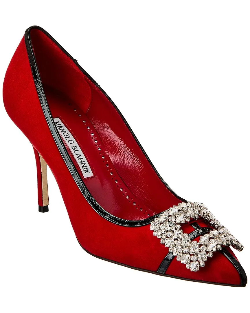 Manolo Blahnik Tuberian 90 Suede & Leather Pump