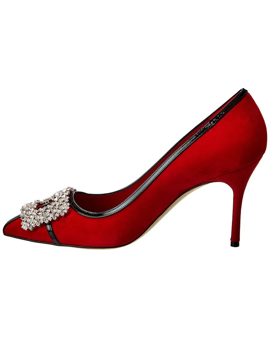 Manolo Blahnik Tuberian 90 Suede & Leather Pump