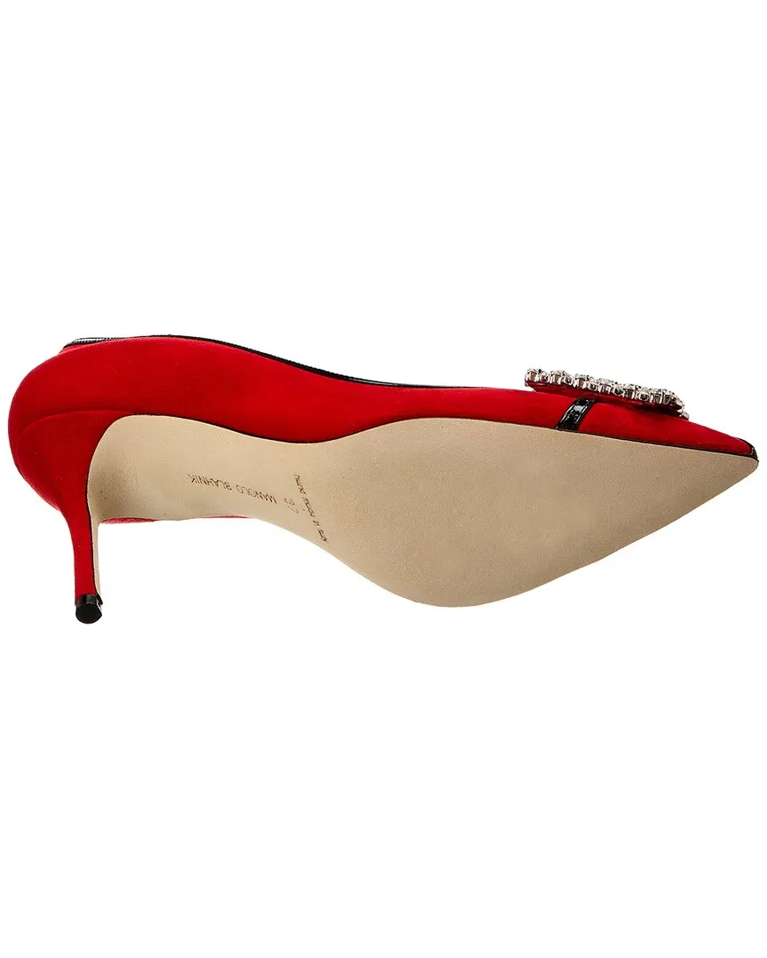 Manolo Blahnik Tuberian 90 Suede & Leather Pump