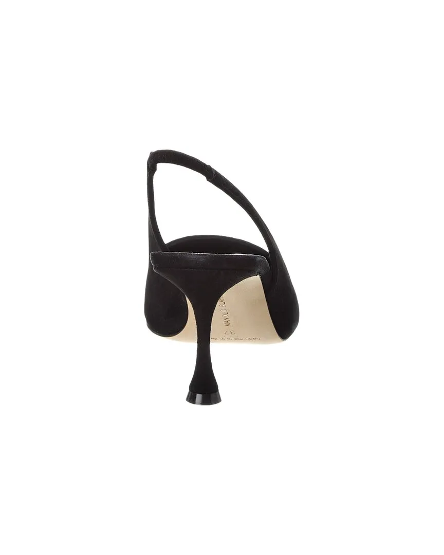 Manolo Blahnik Zaborus 70 Leather & Suede Slingback Pump