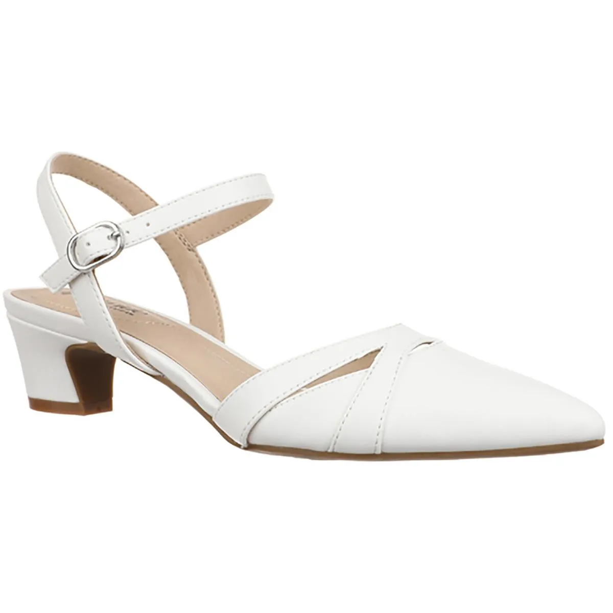 Marlee Womens Buckle Faux Leather Block Heels