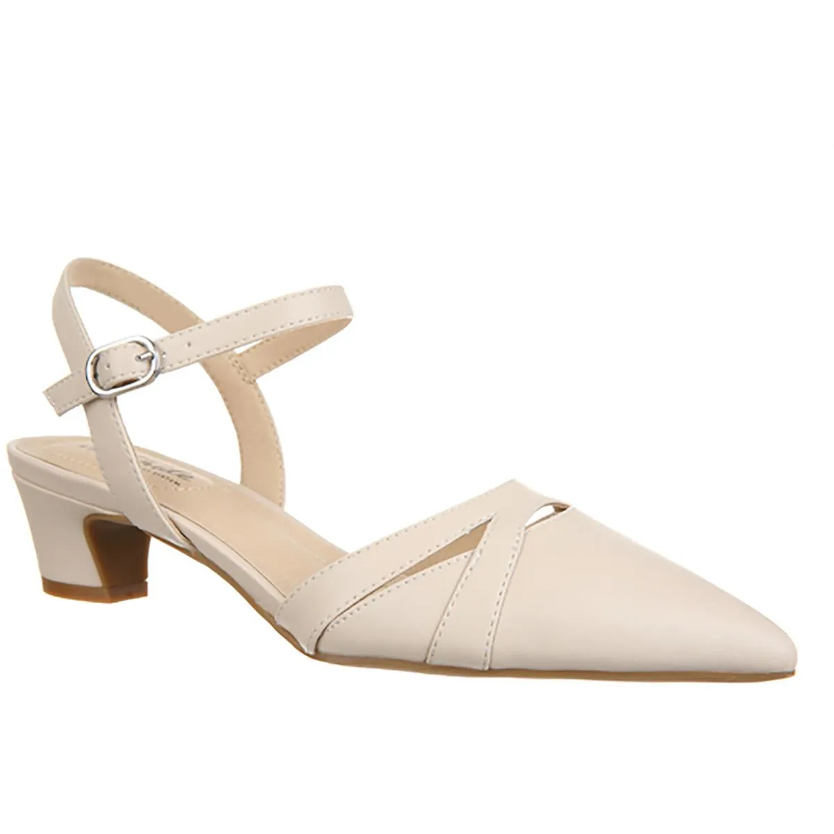 Marlee Womens Buckle Faux Leather Block Heels
