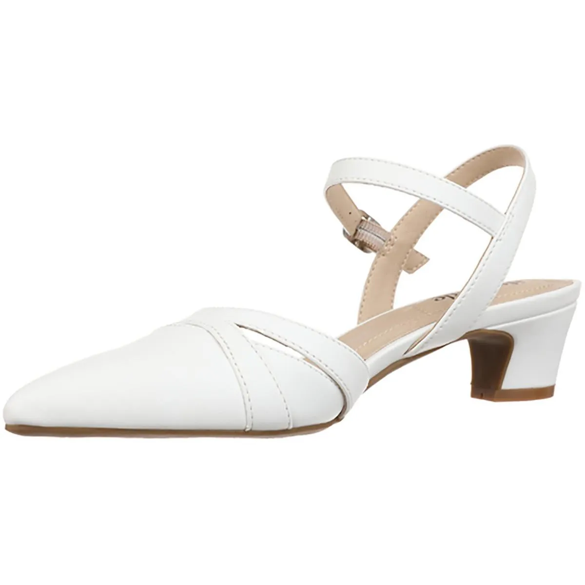 Marlee Womens Buckle Faux Leather Block Heels