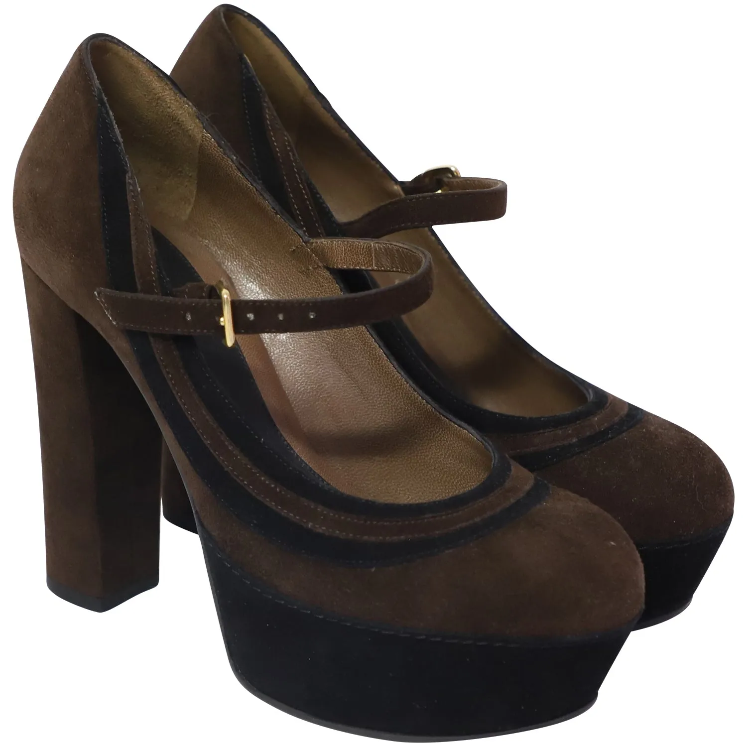 Marni Mary Jane Heels in Brown Suede