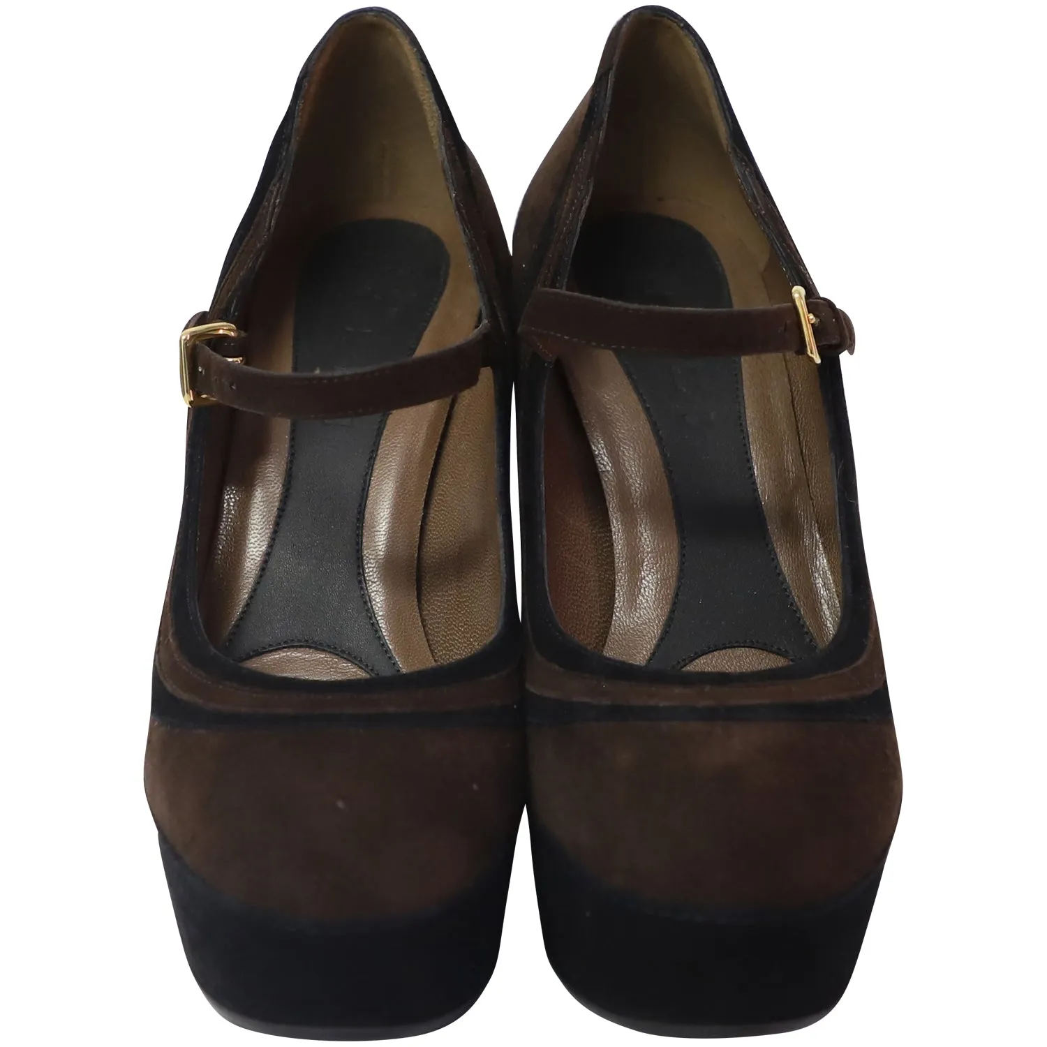 Marni Mary Jane Heels in Brown Suede