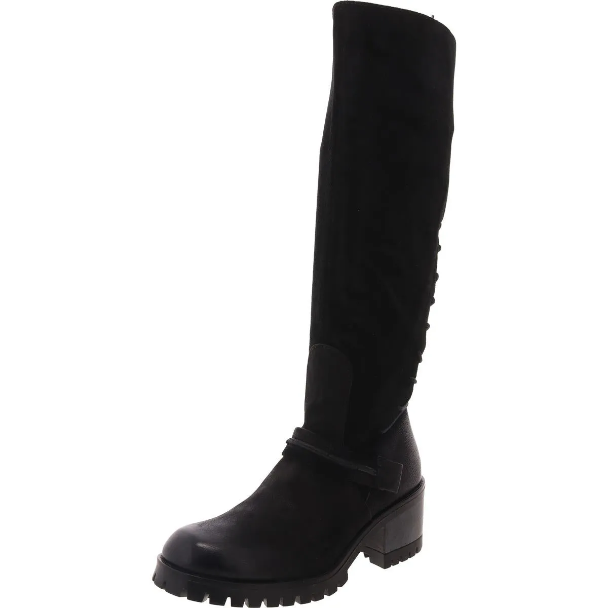 Mayer Womens Suede Stacked Heel Knee-High Boots