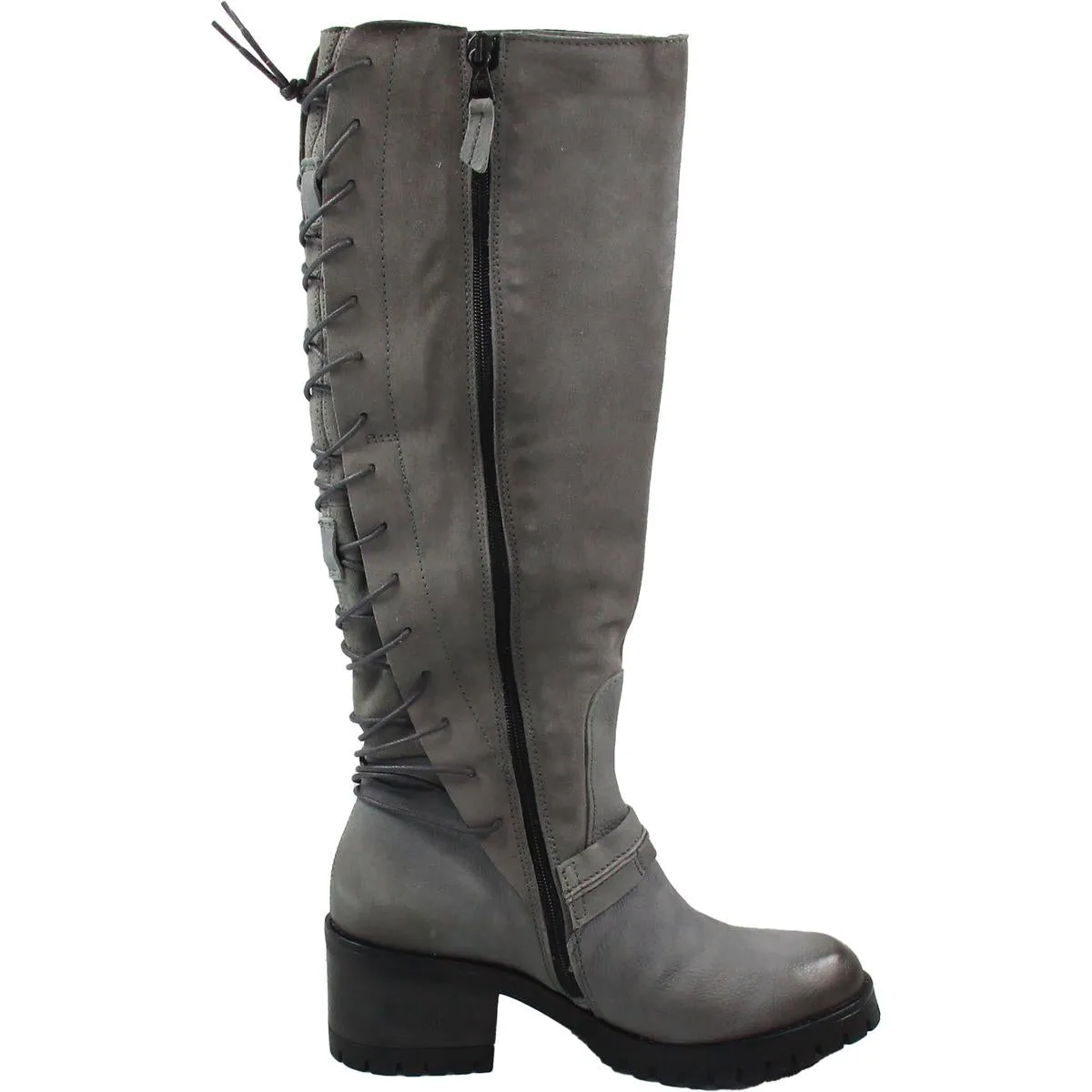 Mayer Womens Suede Stacked Heel Knee-High Boots