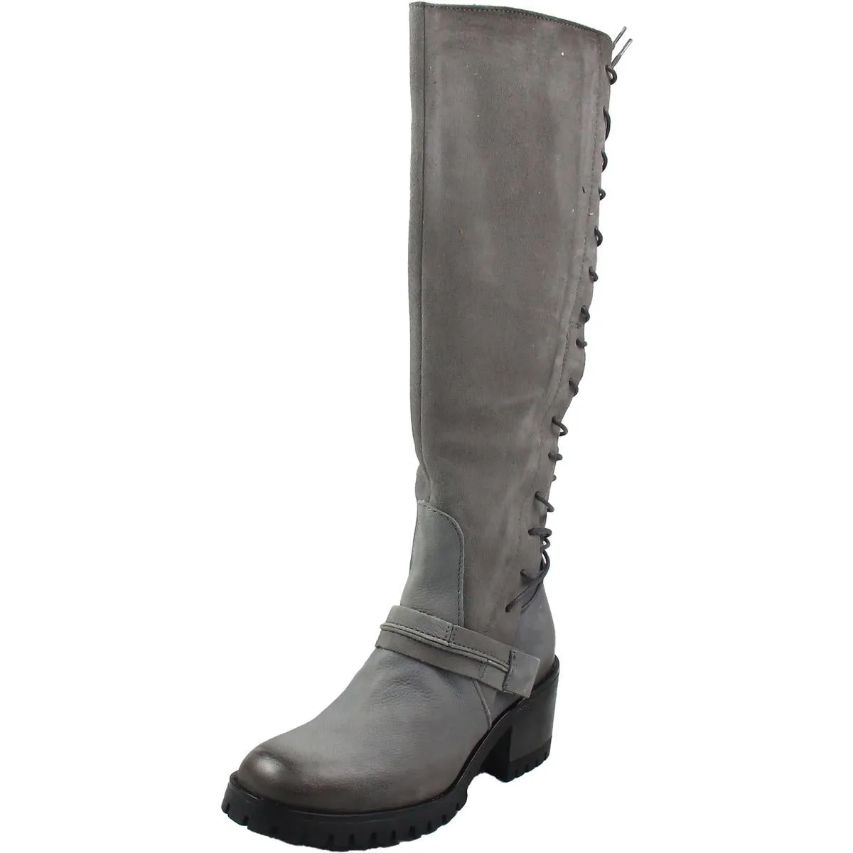 Mayer Womens Suede Stacked Heel Knee-High Boots