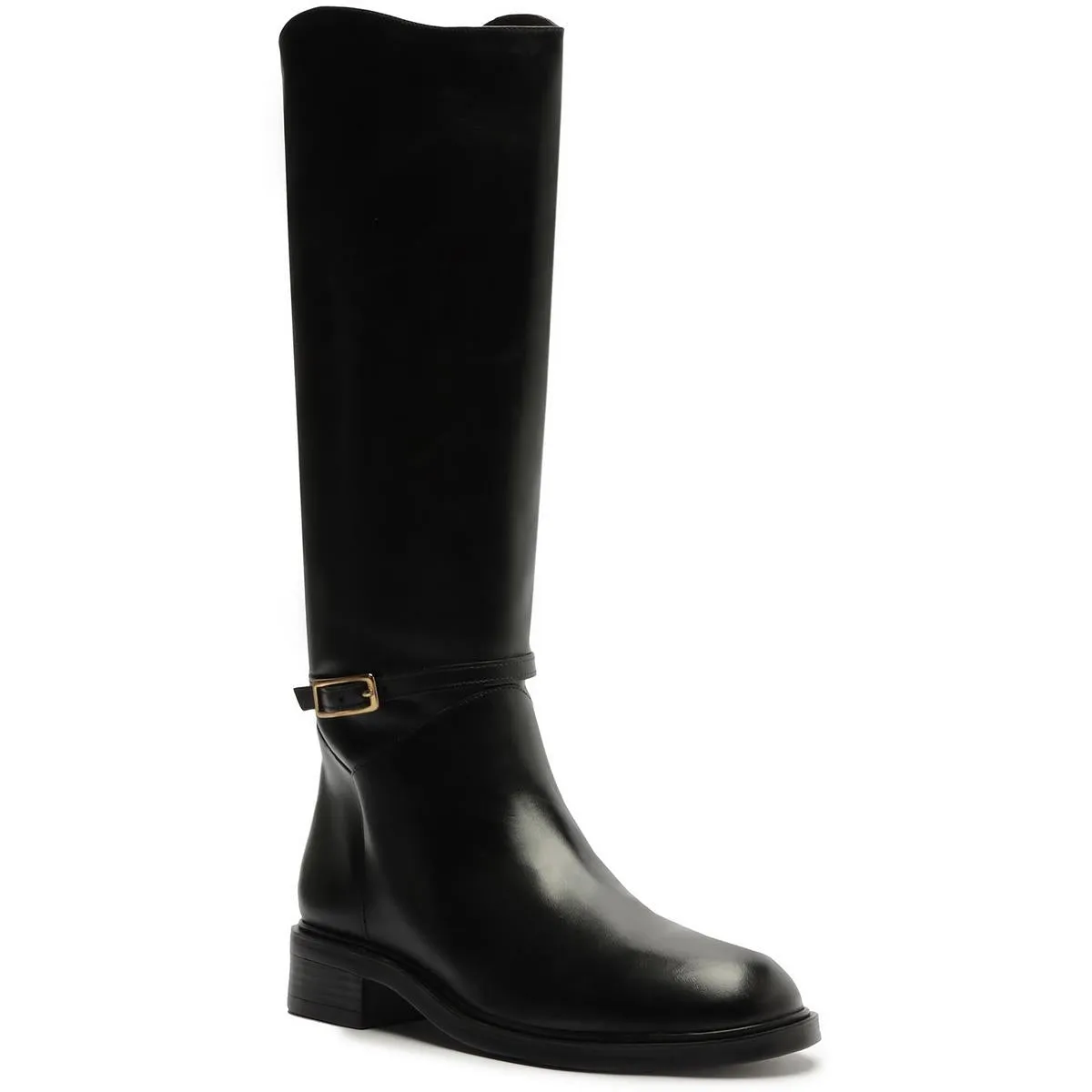 McKk Womens Buckle Leather Knee-High Boots