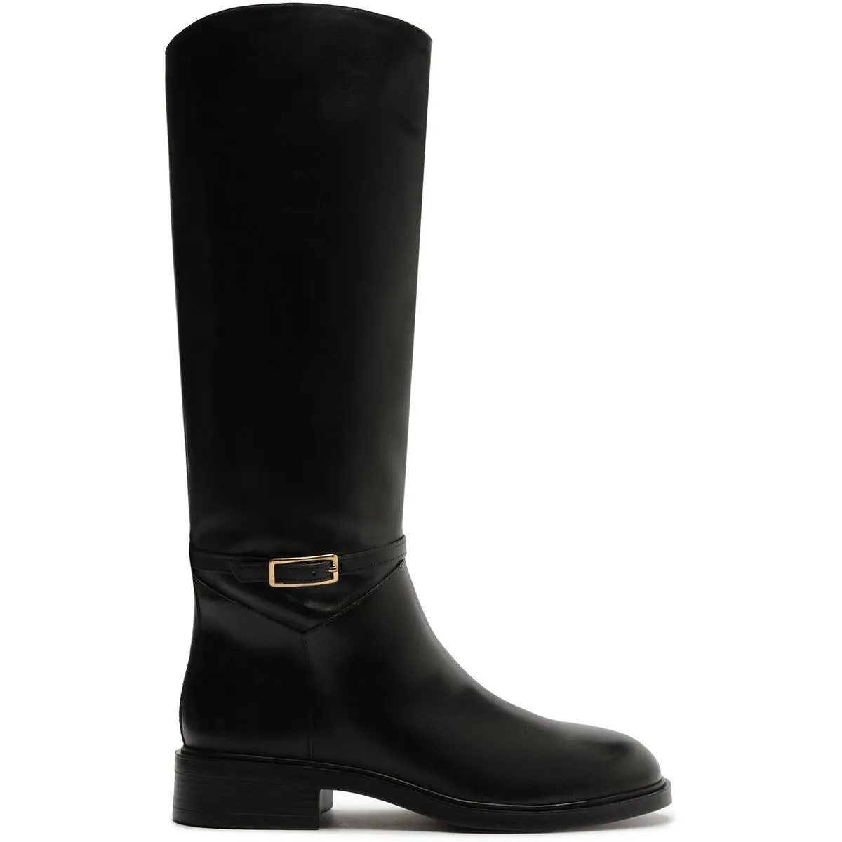 McKk Womens Buckle Leather Knee-High Boots