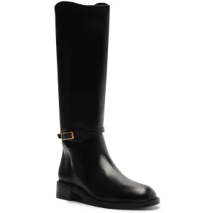 McKk Womens Buckle Leather Knee-High Boots