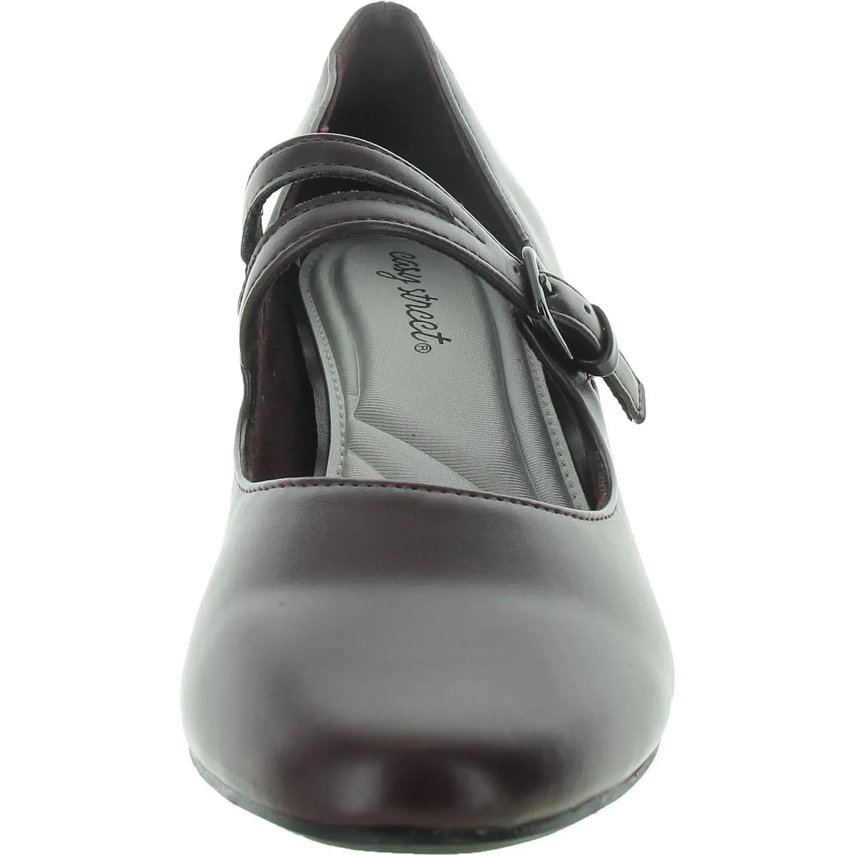 Meryl Womens Buckle Faux Leather Mary Jane Heels