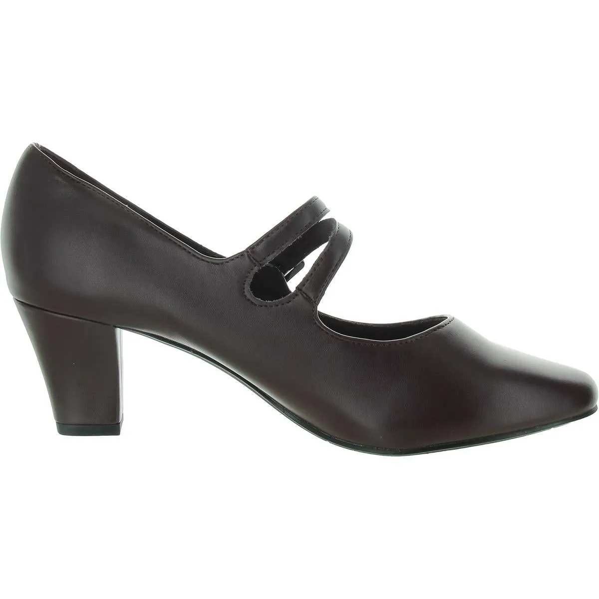 Meryl Womens Buckle Faux Leather Mary Jane Heels