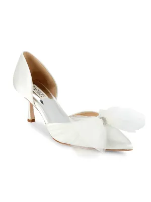 Metallic Festive Embellished Bow Pumps In White