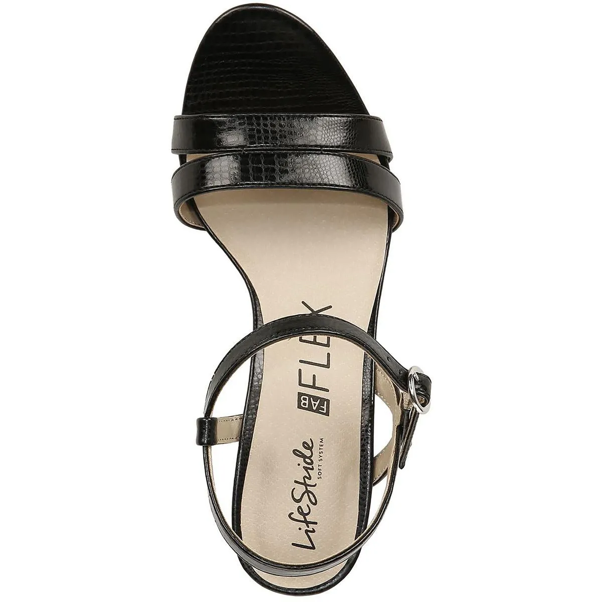 Miracle Womens Patent Open Toe Ankle Strap