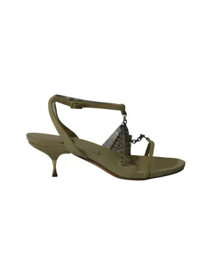 Missoni Ankle Strap Kitten Heel Sandals in Light Green Suede
