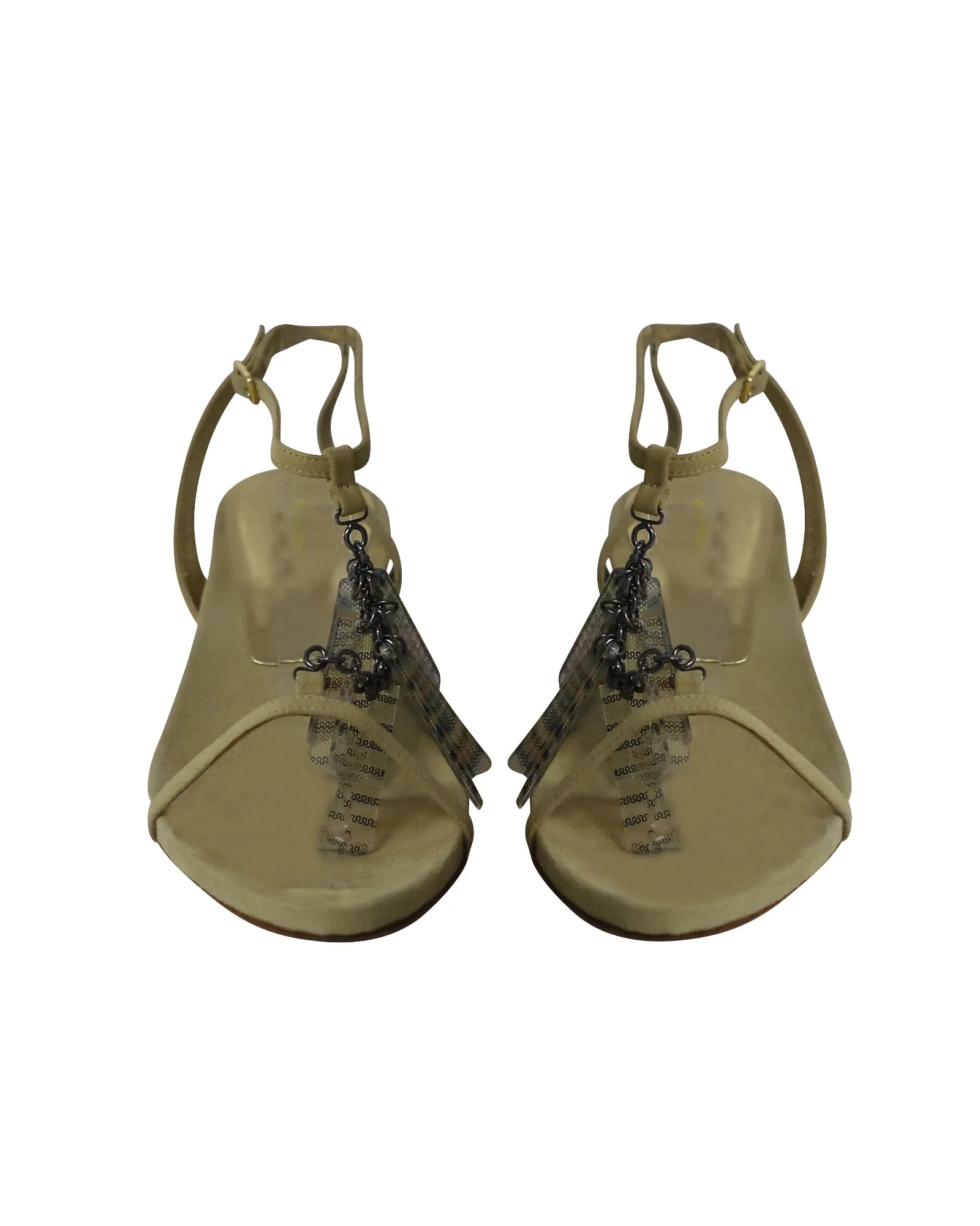 Missoni Ankle Strap Kitten Heel Sandals in Light Green Suede