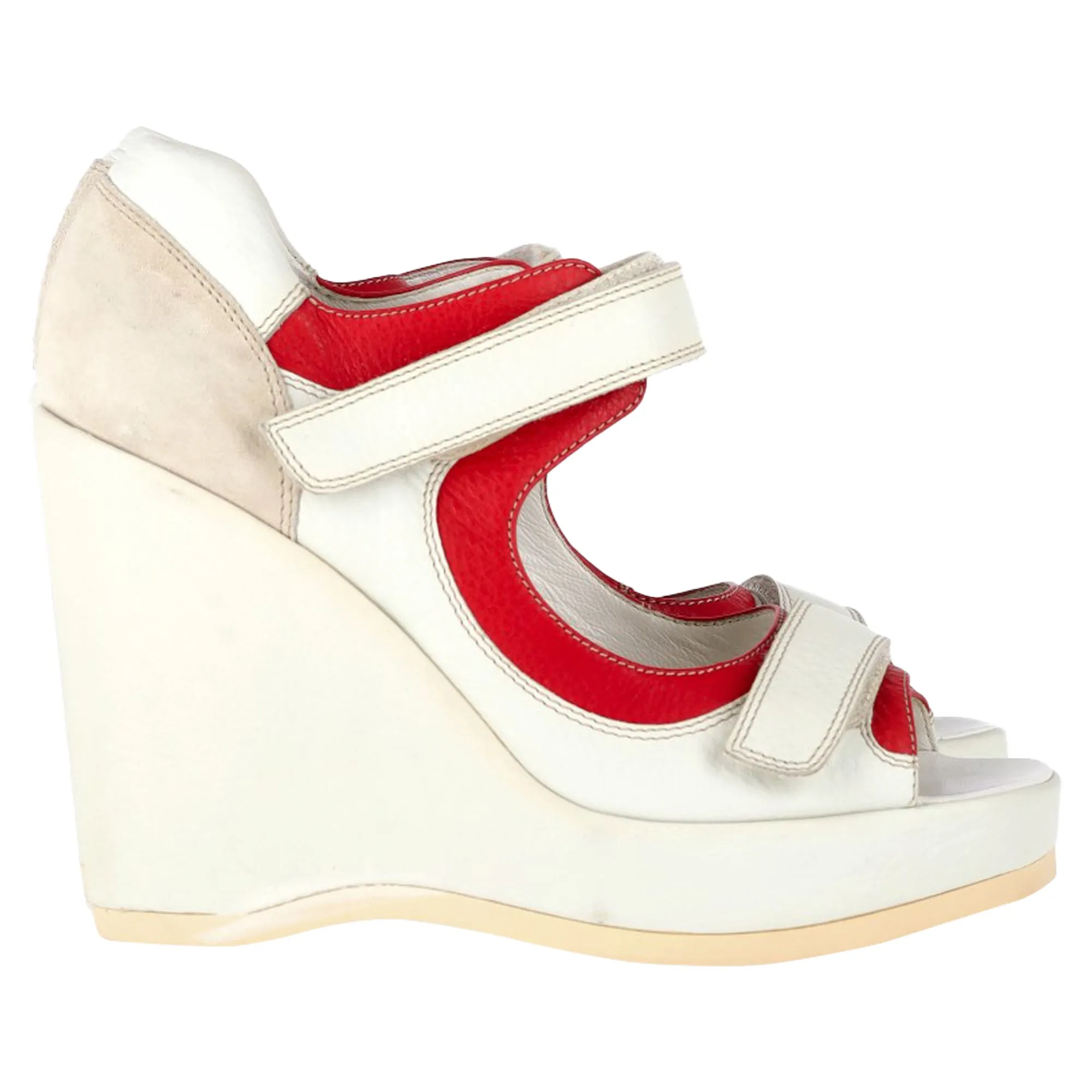Miu Miu 2003 Velcro Wedge in White Leather