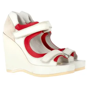 Miu Miu 2003 Velcro Wedge in White Leather