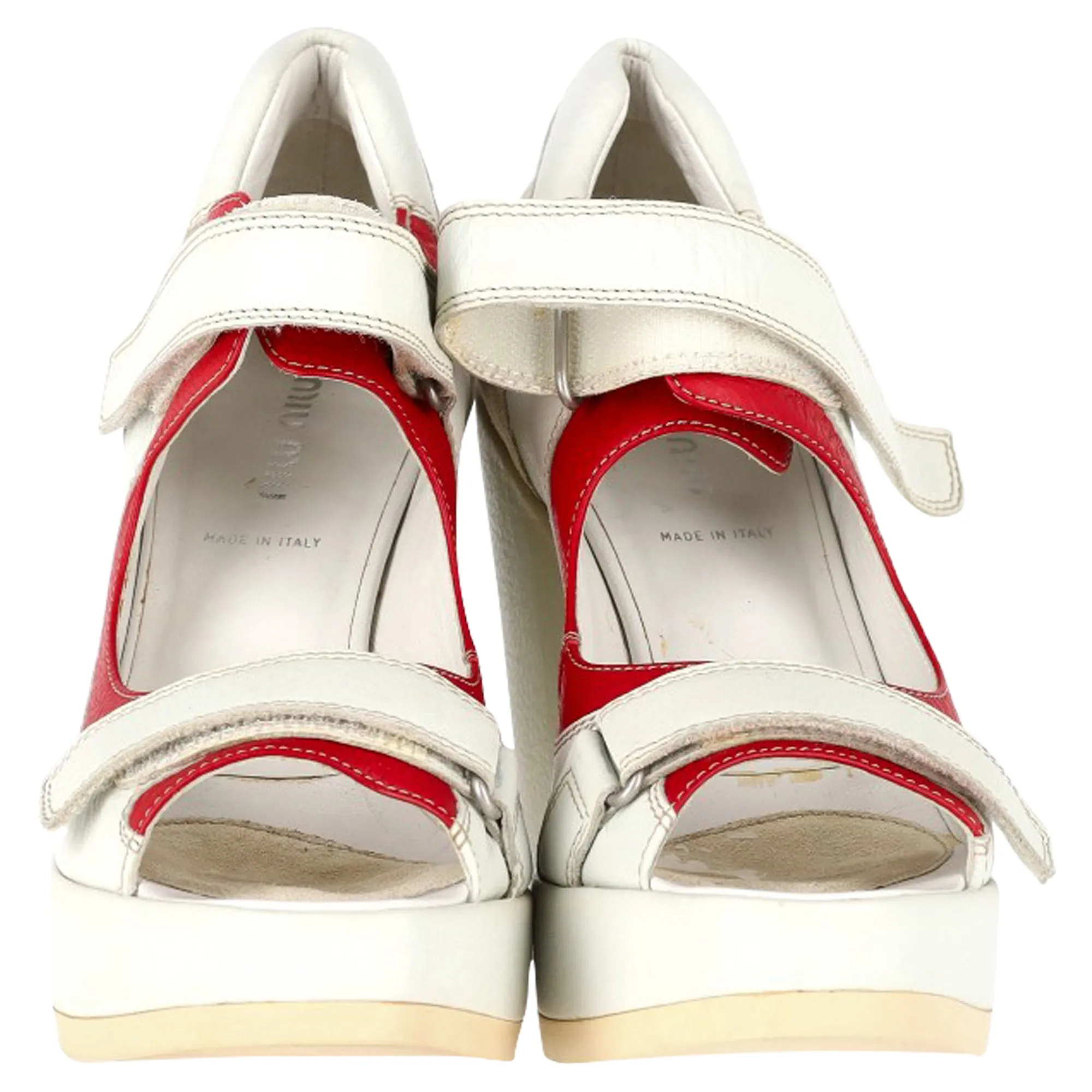 Miu Miu 2003 Velcro Wedge in White Leather