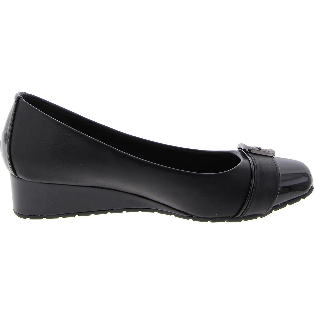 MORGAN Womens Faux Leather Round toe Wedge Heels